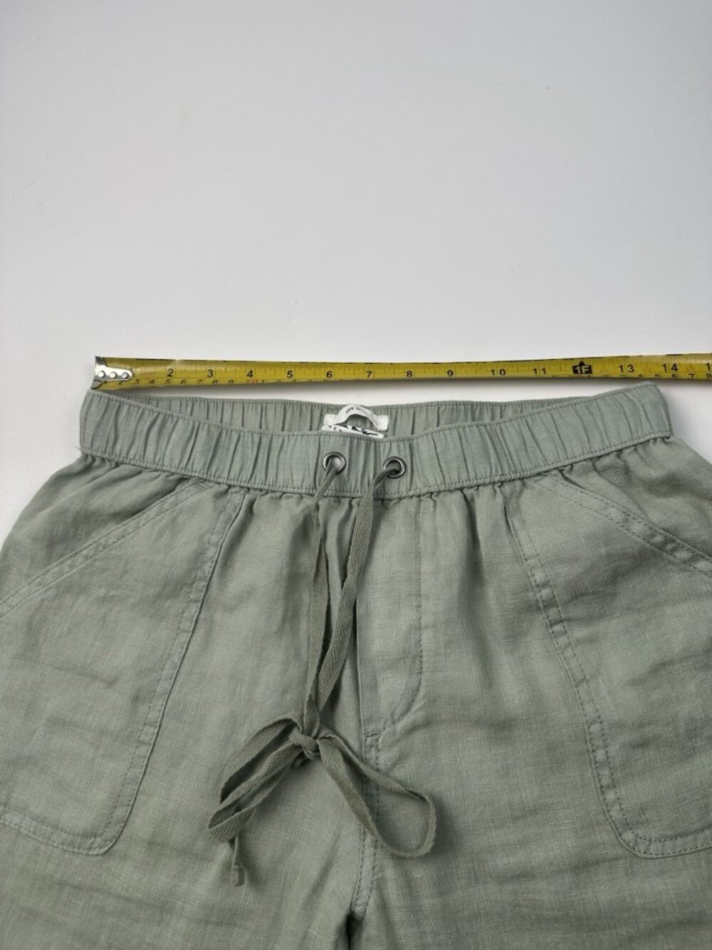 Nicole Miller 100% Linen Casual Cargo Pockets Drawstring Jogger Pants S Green - Picture 7 of 8